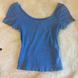 Wild Fable Semi- Cropped Blue Ribbed Top XS